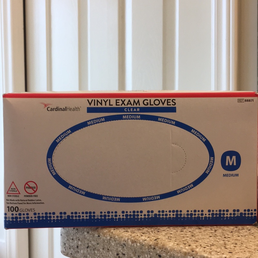 COPY - Brand new box of vinyl exam gloves sz MED 100 pcs